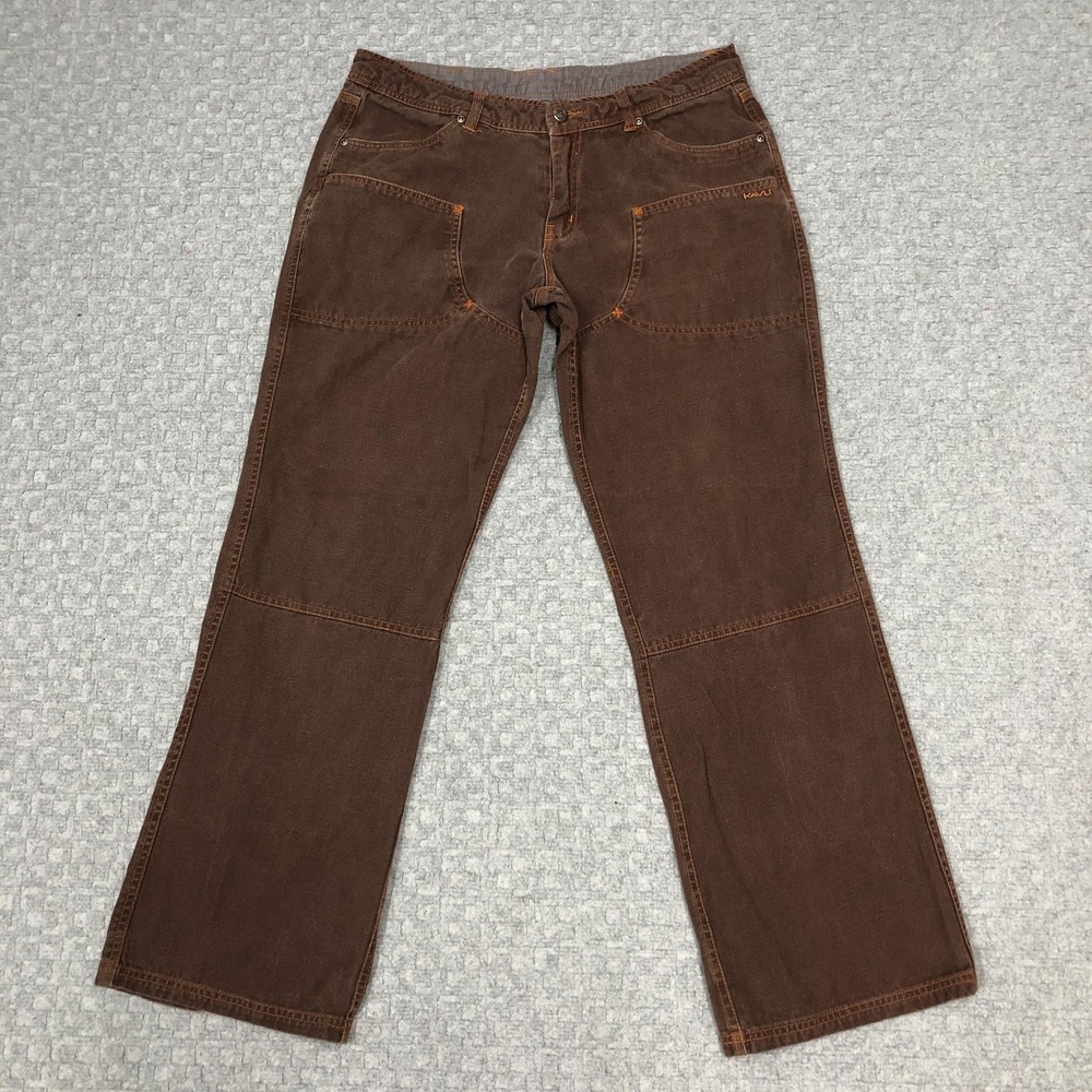 KAVU Pants Womens 10 Brown Hemp Cotton Canvas Carpenter Straight Leg Casual